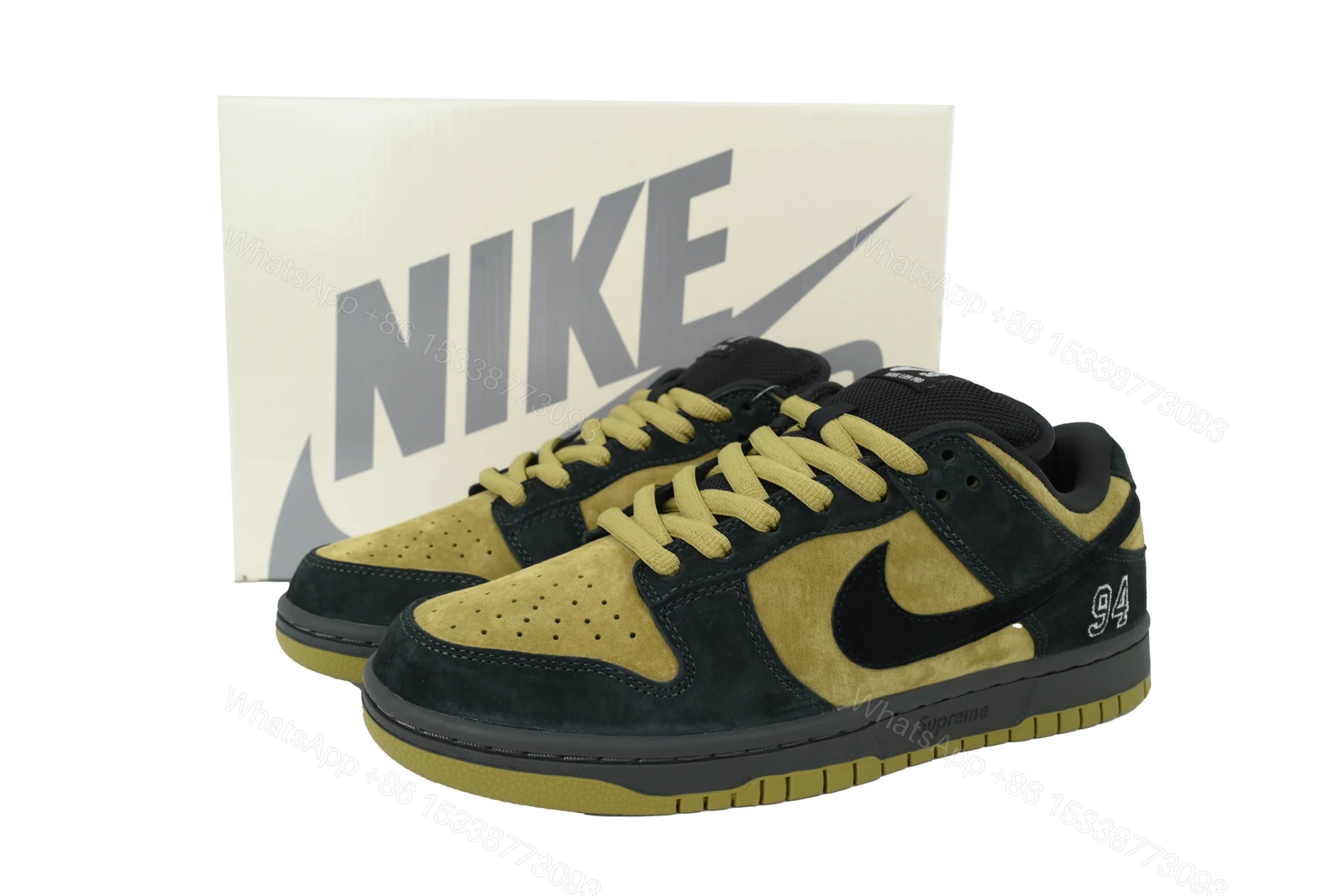View 8 of Nike Supreme x Dunk Low SB 'Camper Green' HQ8487-300