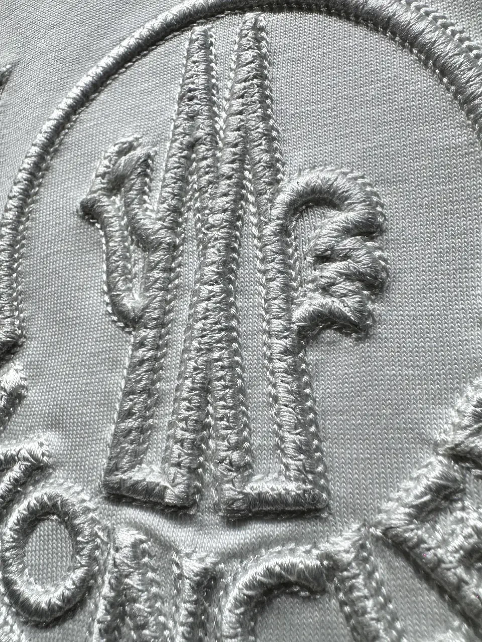 View 7 of White Cotton Luxe Tee with Embroidered Detail