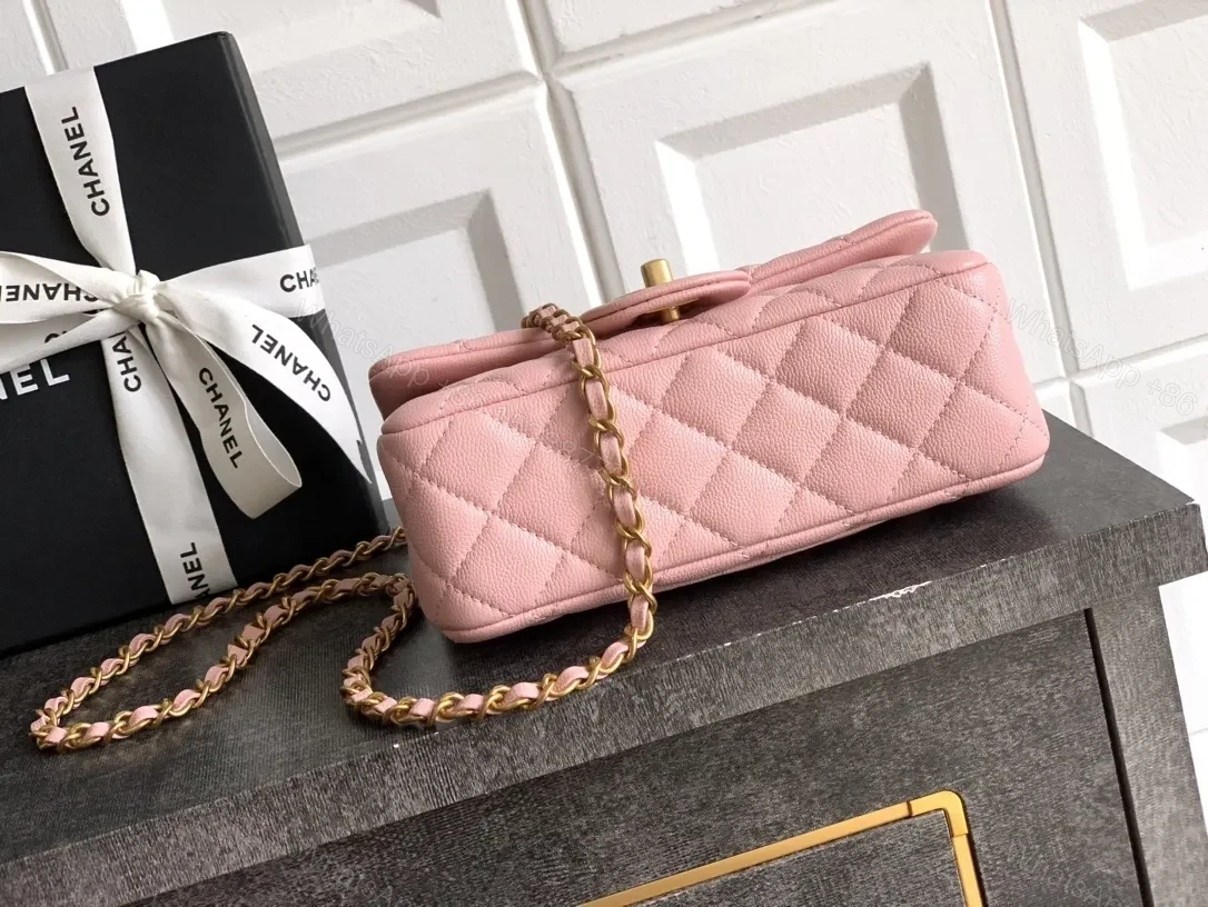 View 3 of Pink Quilted Flap Bag with Gold Chain - Chic Crossbody Luxury