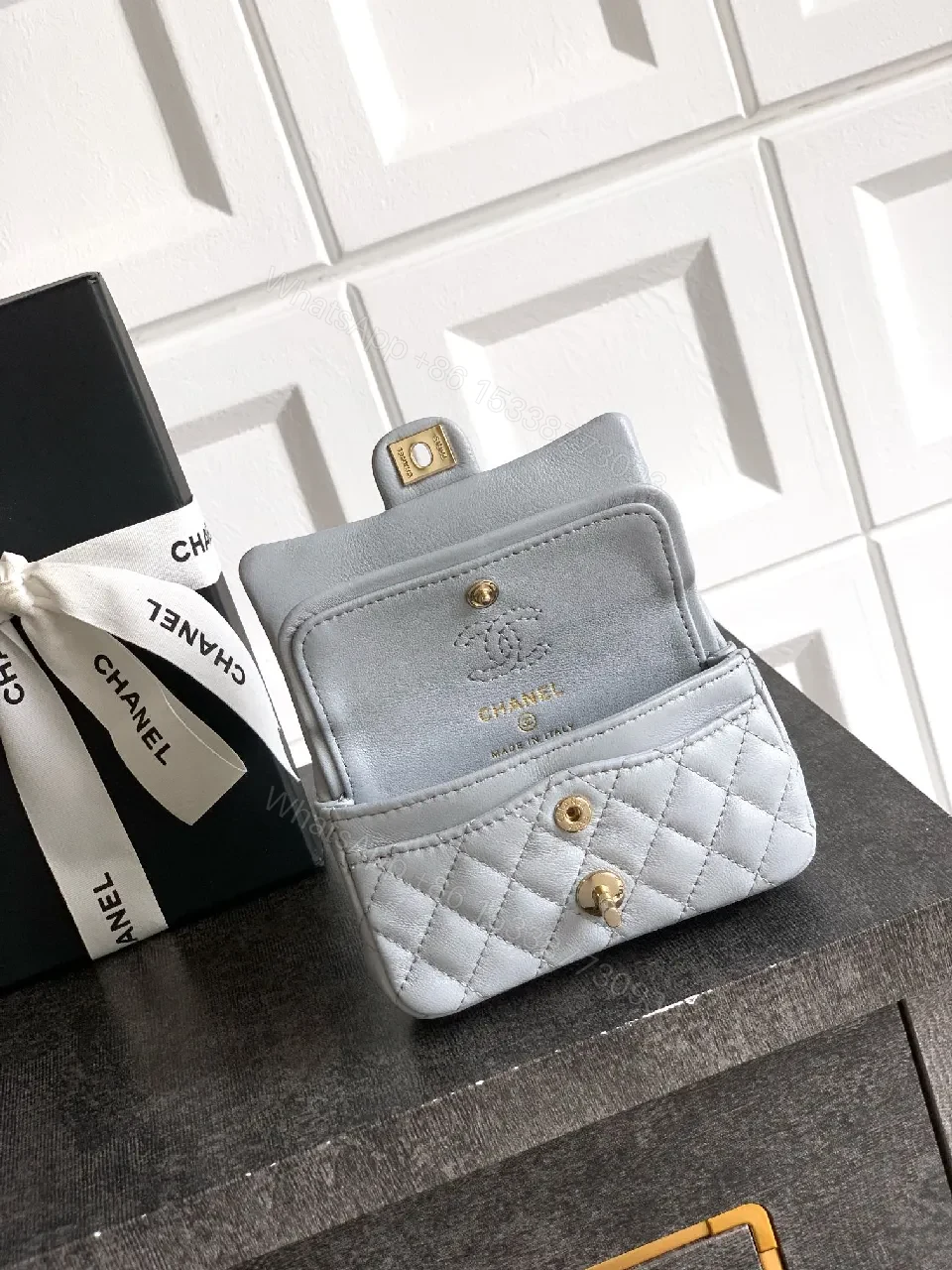 View 6 of Quilted Shoulder Bag with Chain Detail - Petite Chic