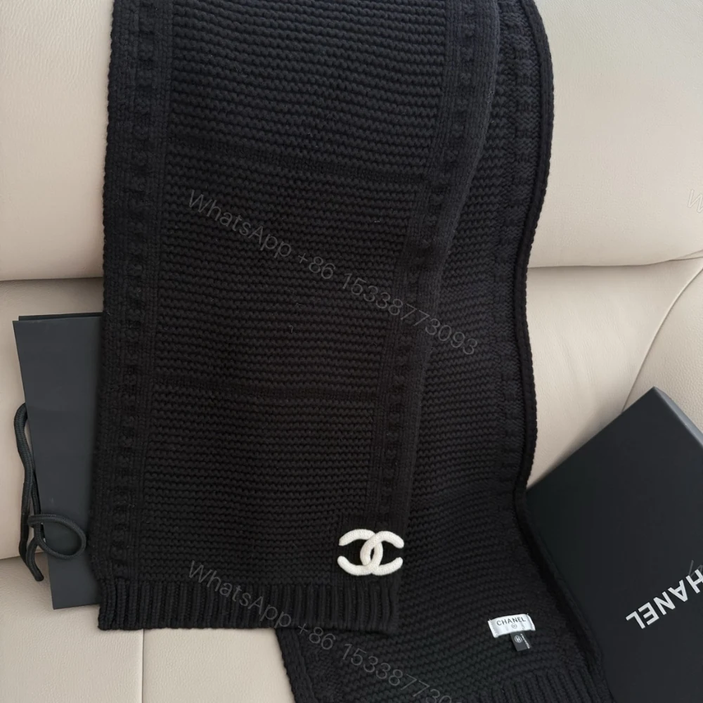 View 5 of Chanel Cashmere Knit Scarve Black