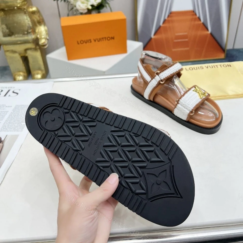View 4 of Louis Vuitton LV Sunset Flat Comfort Sandals Cognac 1ACZJY