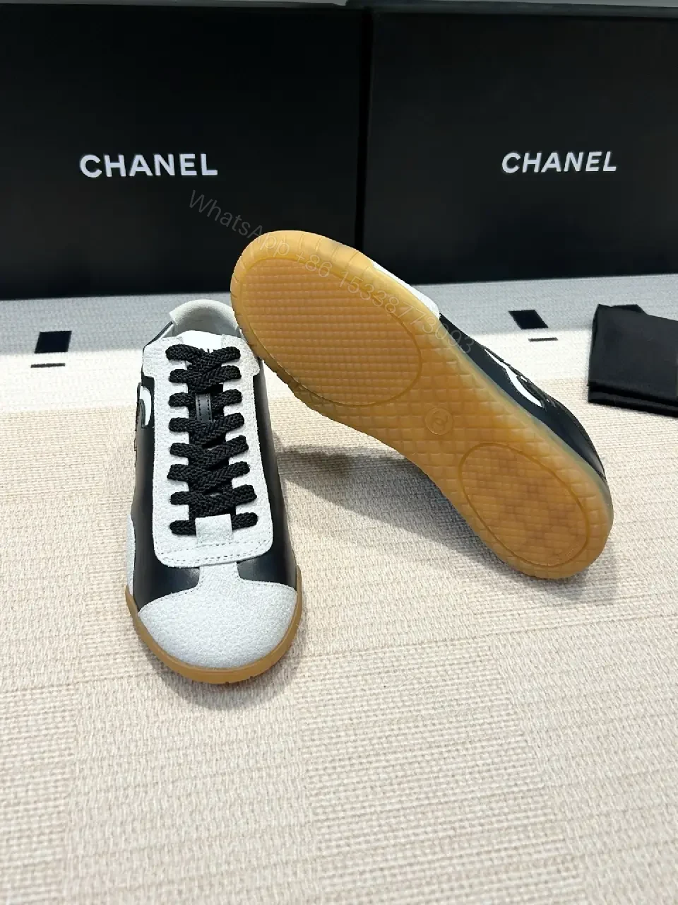View 9 of Black Leather Techlo-Luxe Sneaker: Graphic Stripe, Cushioned Comfort