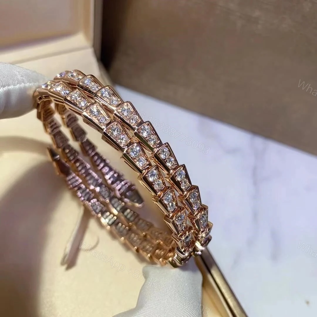 View 7 of Bvlgari 18K Gold Viper Bracelet Full Pave Diamonds 2 coil