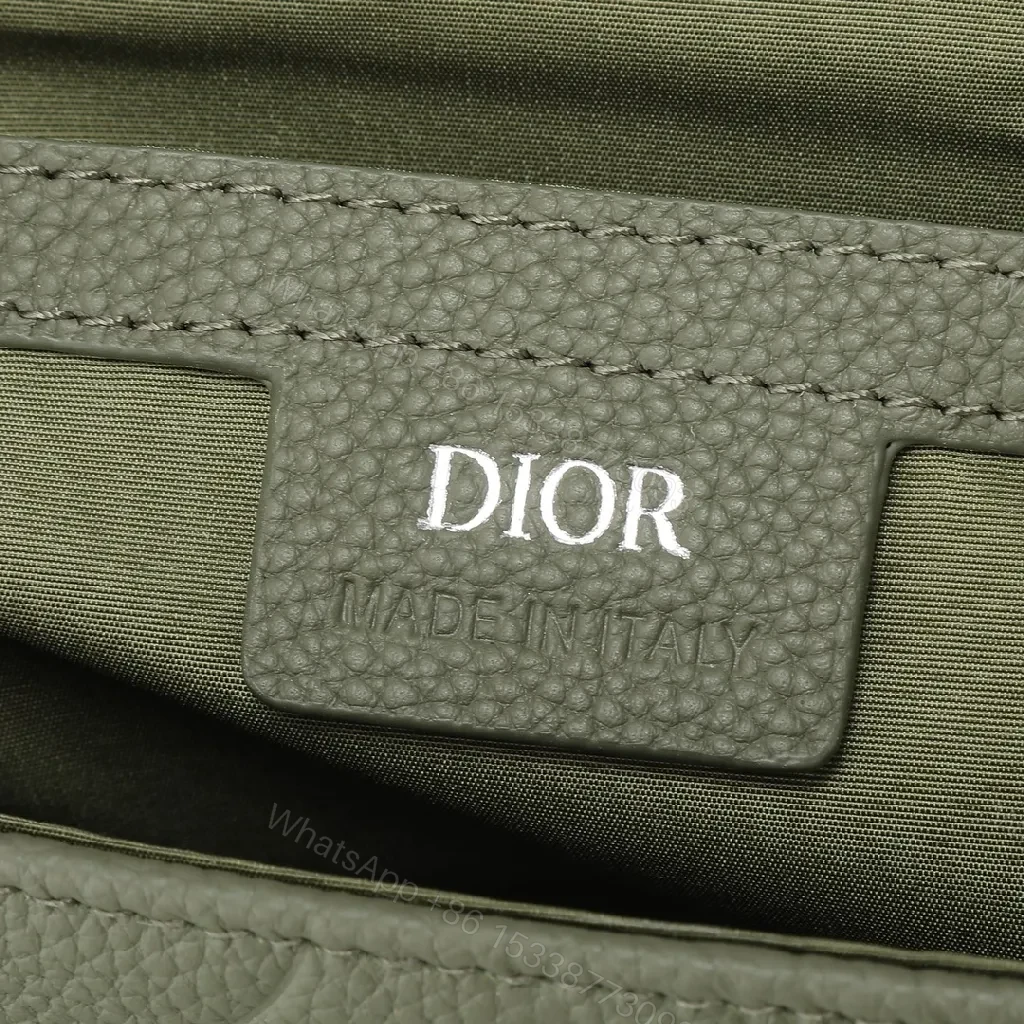 View 9 of Olive Green Compact Leather Messenger Bag with Monogram
