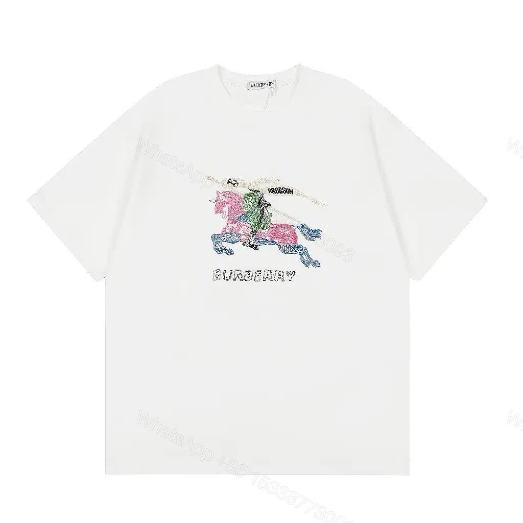 View 5 of White Cotton Graphic Tee: Embroidered Horse, Modern Luxe Comfort