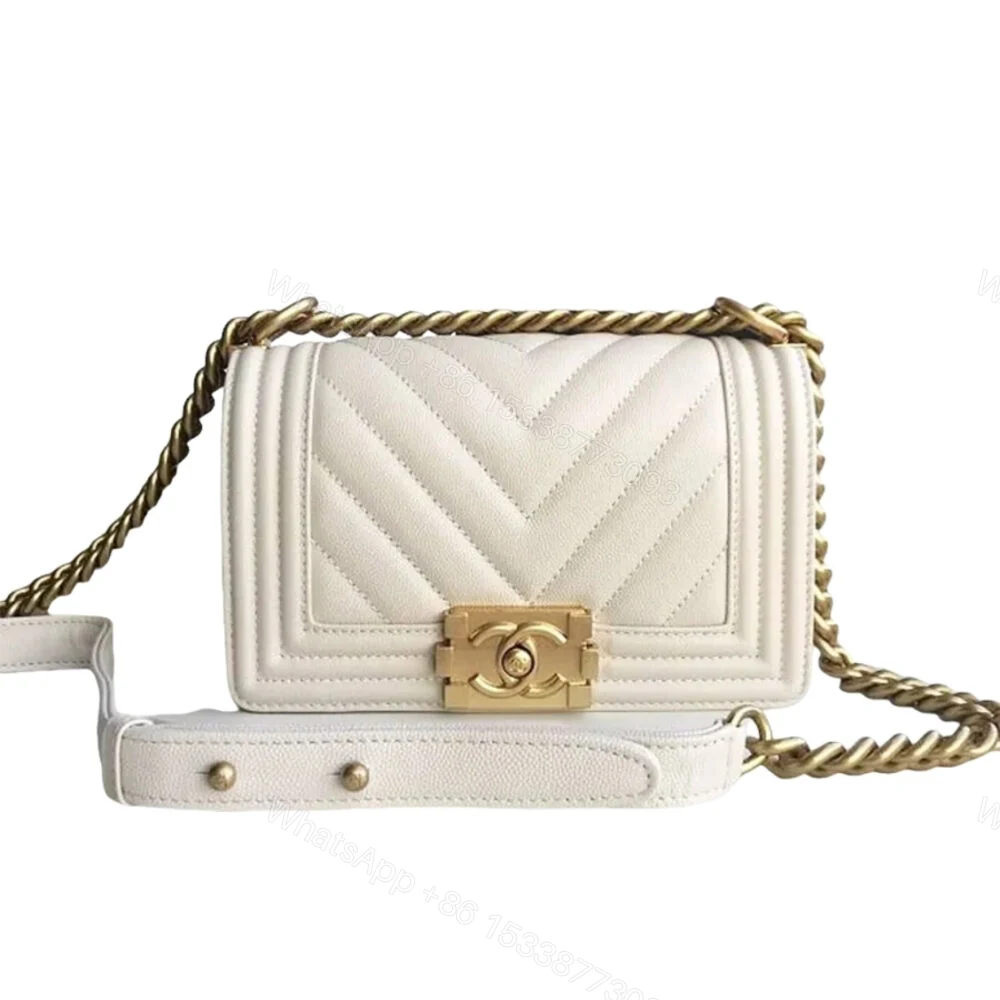 Chanel Boy Bag White Gold Hardware 25Cm A67086 — view 1
