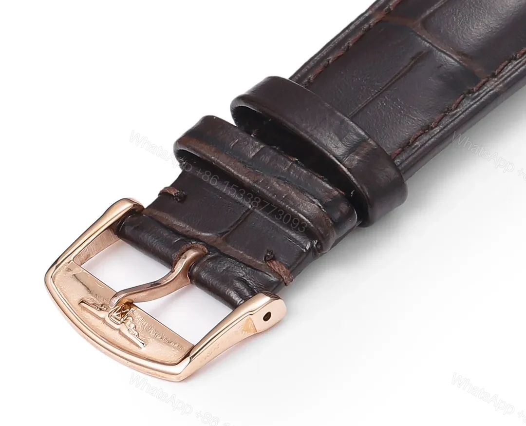 View 9 of Longines Conquest Classic Re Edition Cyclops Watch Rose Gold with Black Dial and Brown Leather Strap