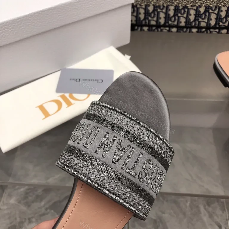 View 7 of Metallic Knit Luxe Slides: Dior Signature Comfort Slip-Ons
