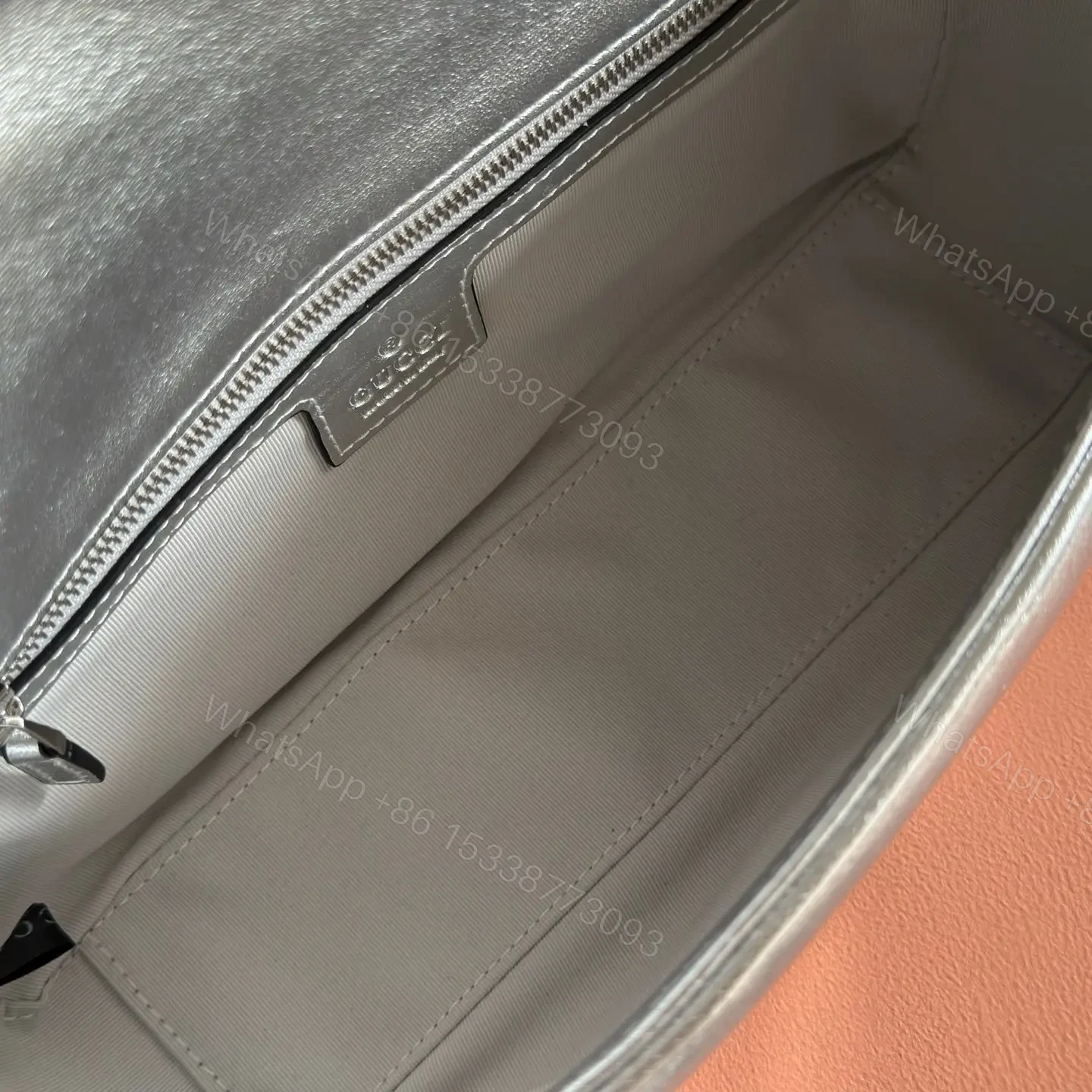 View 7 of GUCCI GG MARMONT BAG 26 IN SILVER LAMBSKIN
