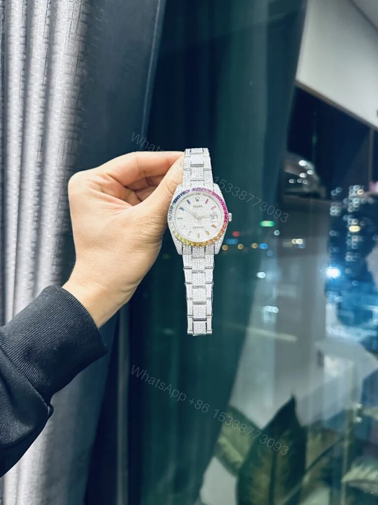 View 3 of Datejust Rainbow 41mm Super Clone Custom Moissanite Diamonds