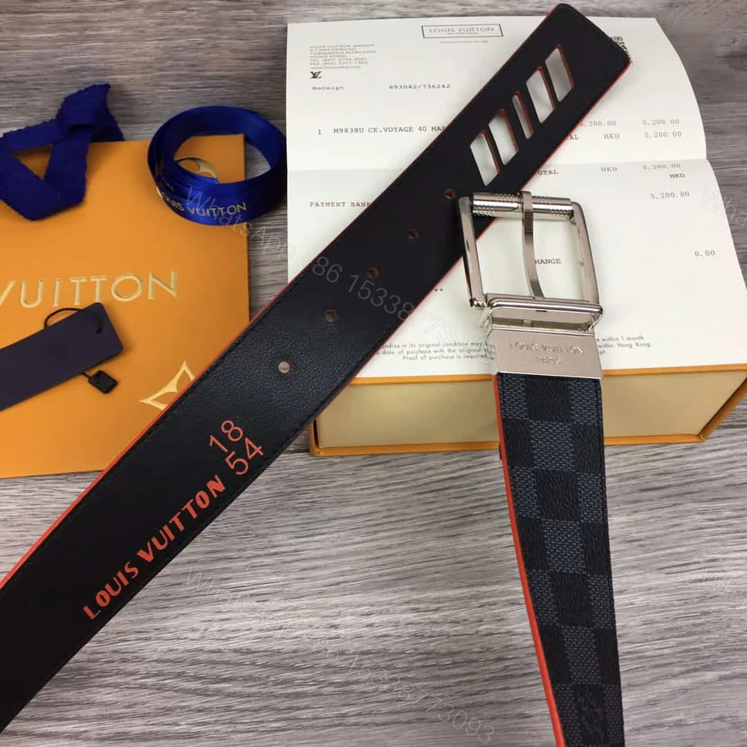View 4 of LOUIS VUITTON DA.MIER PRINT 40MM RE.VERSIBLE BELT – B136