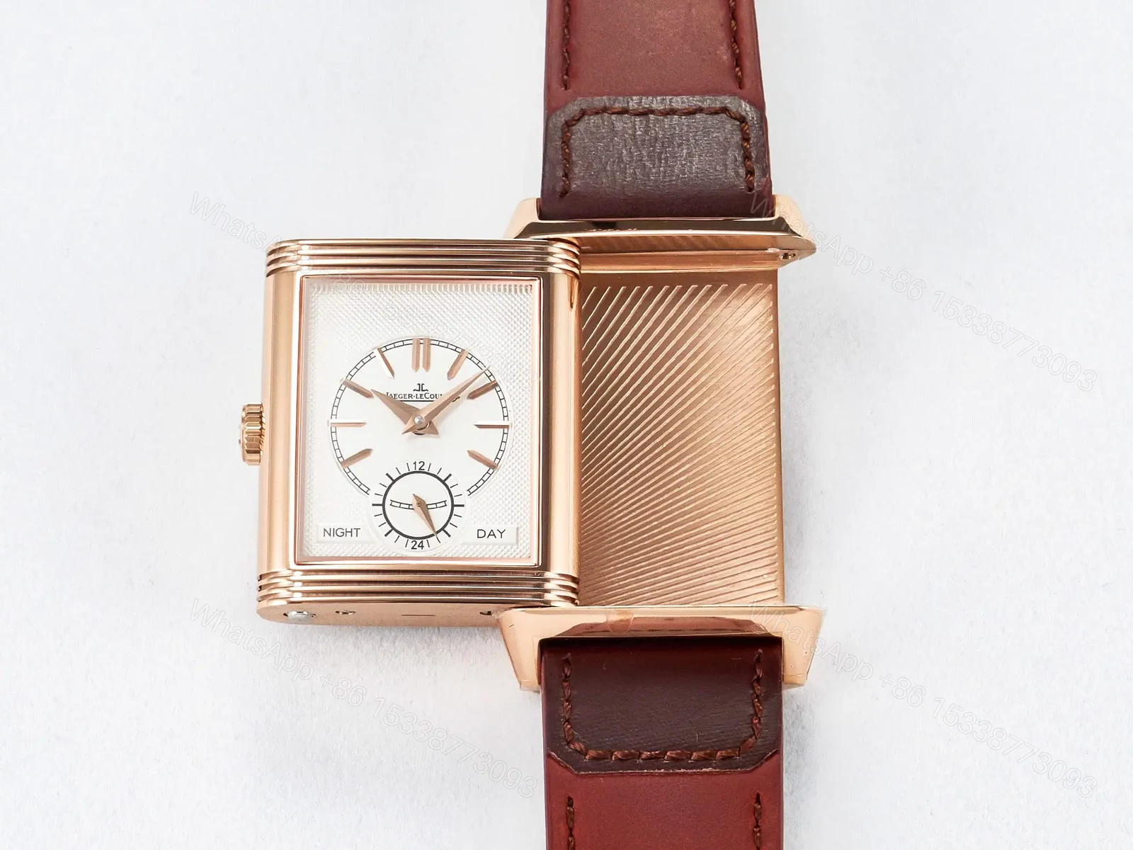 View 18 of Reverso Tribute Duoface Small Seconds RG MGF Best Edition Black Dial on Red Leather Strap A854A