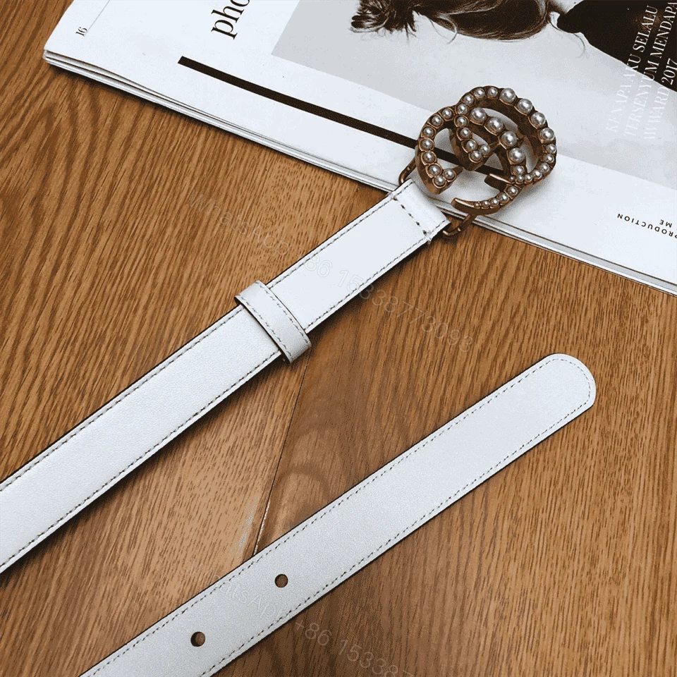 View 4 of GUCCI PEARL STUDDED GG BELT – B14