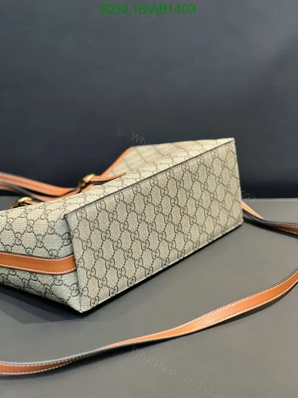 View 3 of Gucci GG Emblem Small Tote Bag with Leather Trim RML852