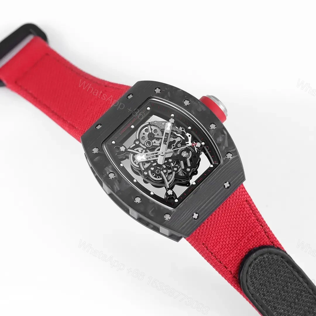 View 4 of RM Factory KU+ Carbon Fiber Watch, Red Strap, V5