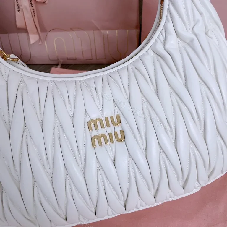 View 9 of Quilted White Leather Bag â€” Top-Handle, Miu Miu-Style Luxury