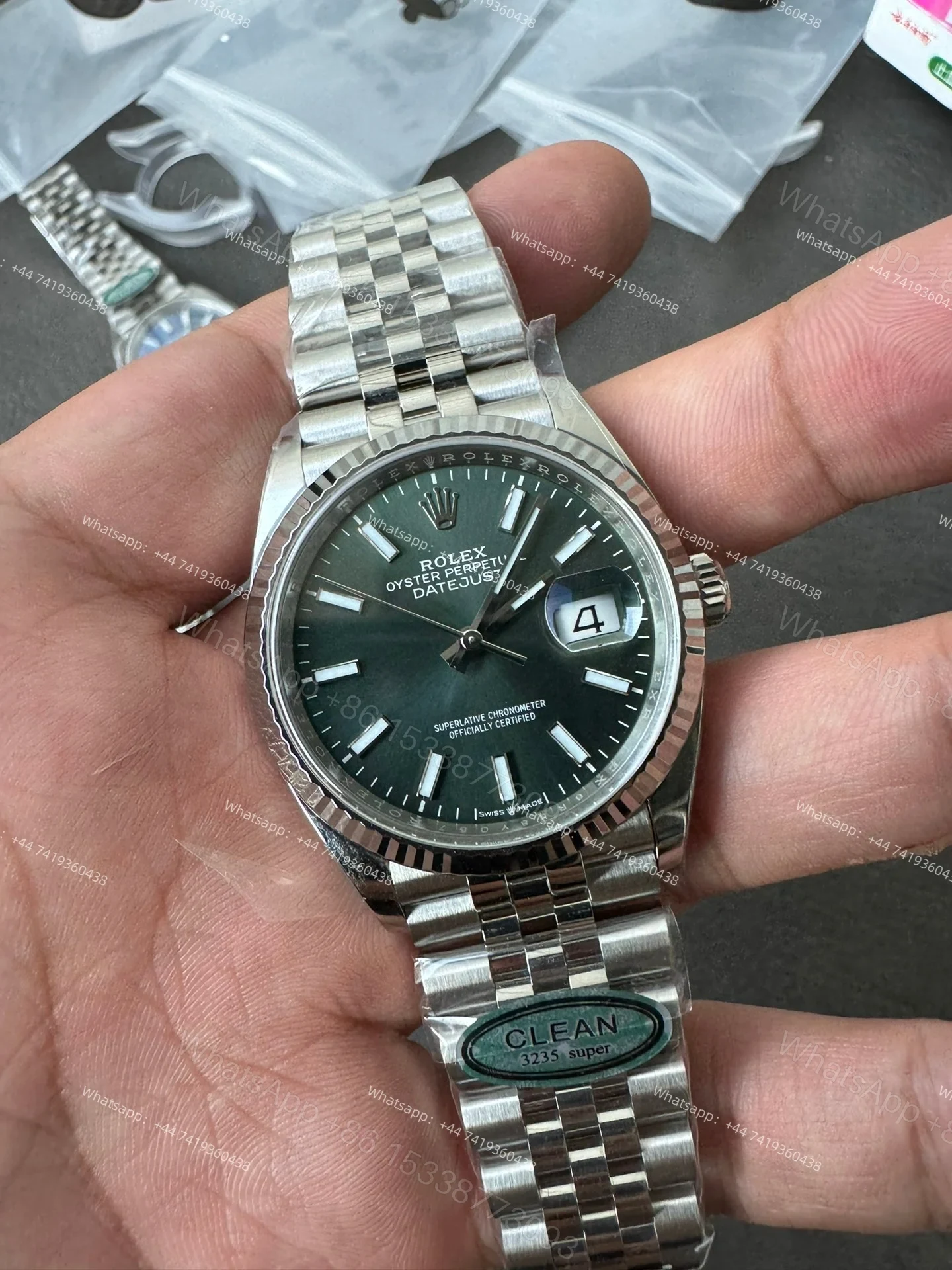 View 3 of Rolex Datejust M126334-0051 Green Dial 1:1 Replica Jubilee 36MM 3235 Movement Super Clone Watch