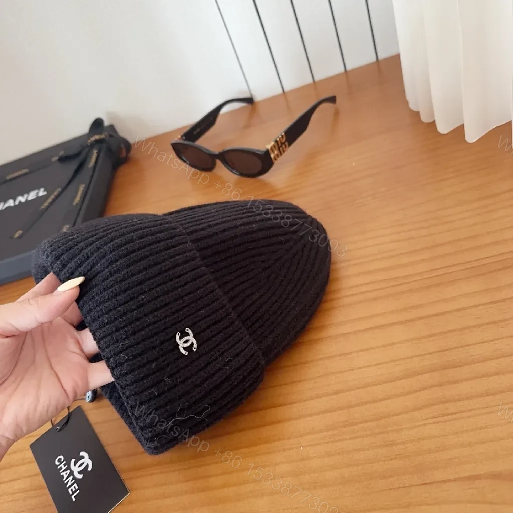 View 6 of Chic Knit Beanie in Black Knit with Luxe Logo Style
