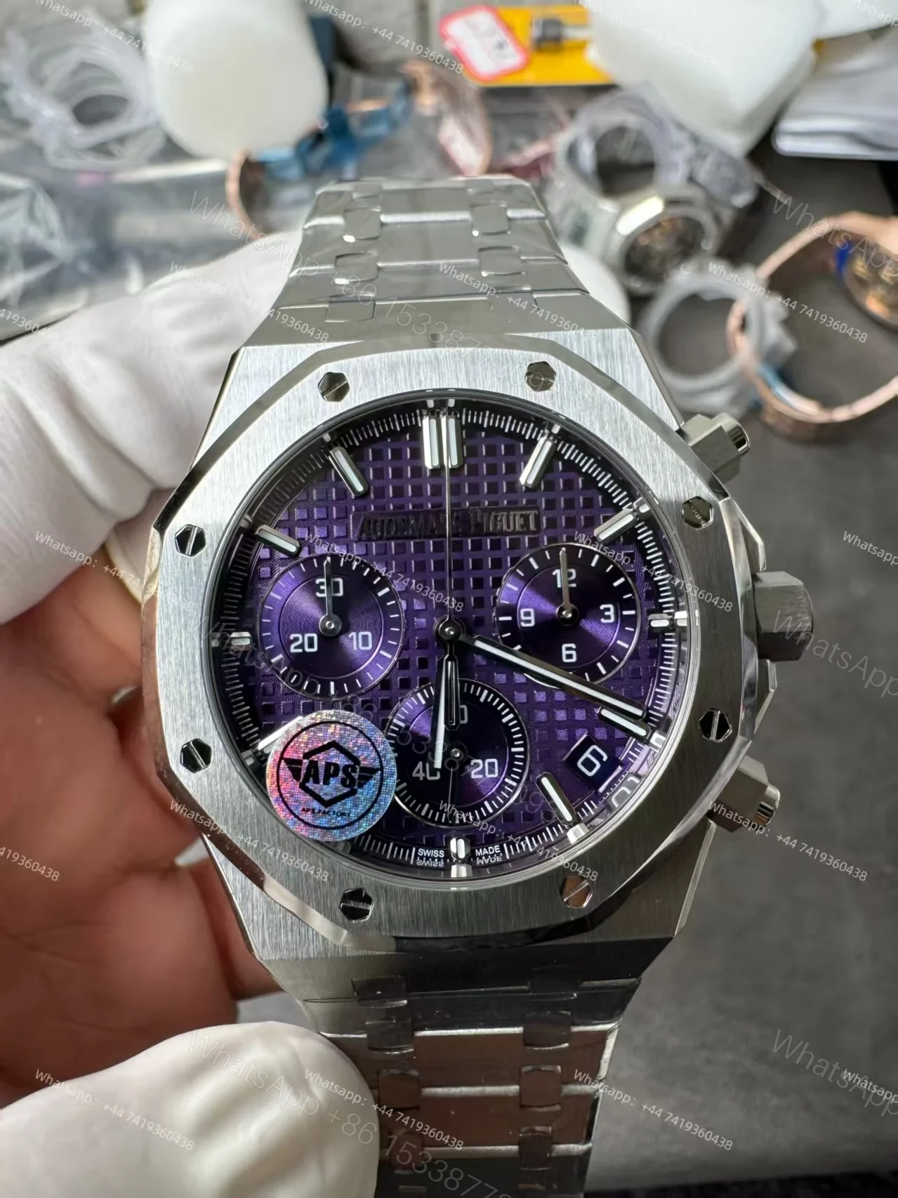 View 5 of Audemars Piguet Super Clone Royal Oak Purple Dial 26240 Chronograph 41mm Cal.4401
