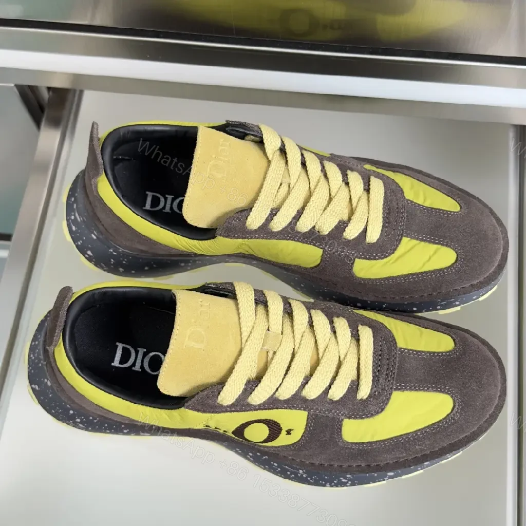 View 10 of Yellow-Gray Suede Trail Runner w/ Neon Laces (Dior-inspired)