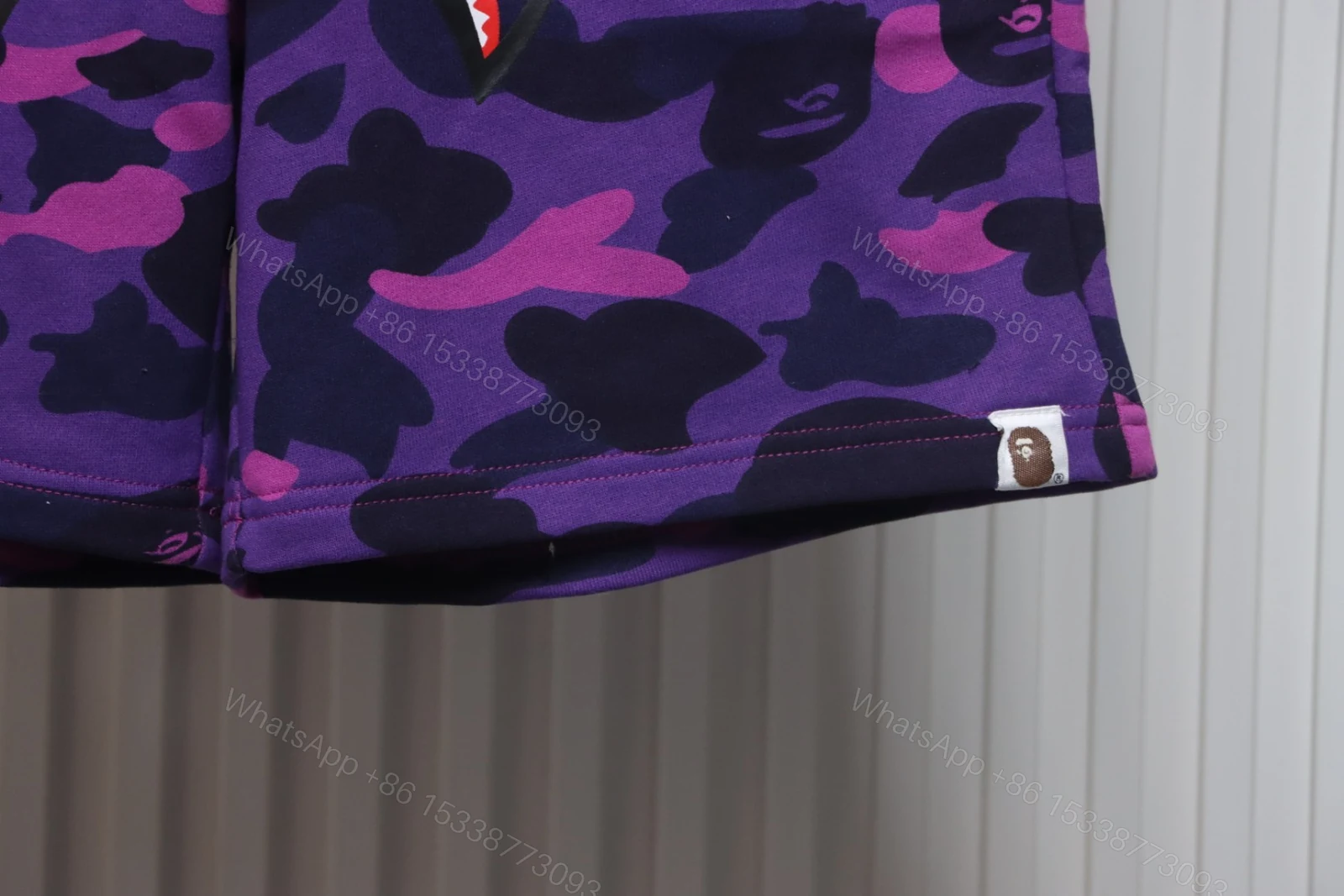 View 7 of Bape Camo Shark Shorts Purple