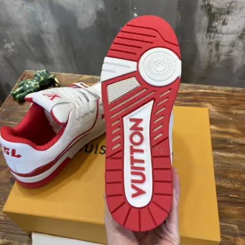 View 9 of LOUIS VUITTON LV TRAINER SNEAKERS IN WHITE AND RED – LSVT354