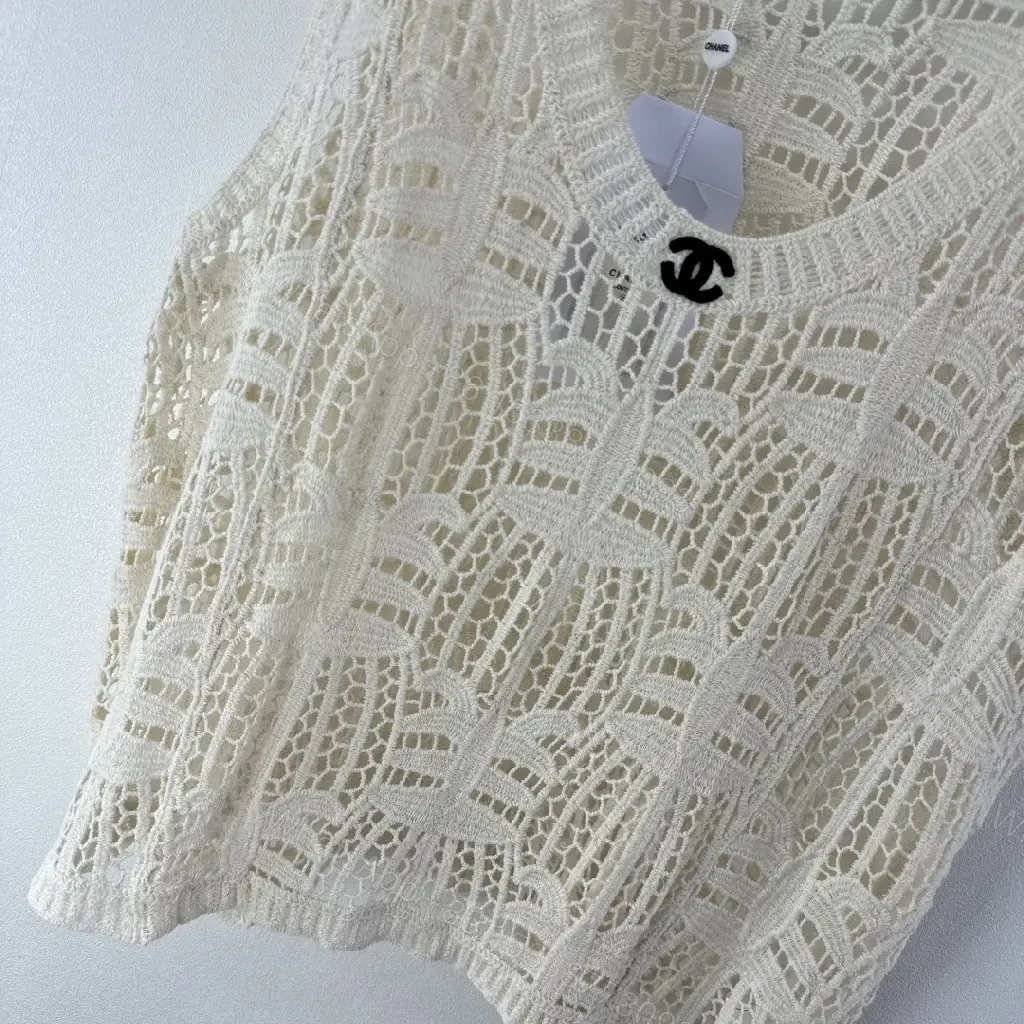 View 5 of Crochet-Knit Tank Top with Couture Texture + Lightweight Luxury Top