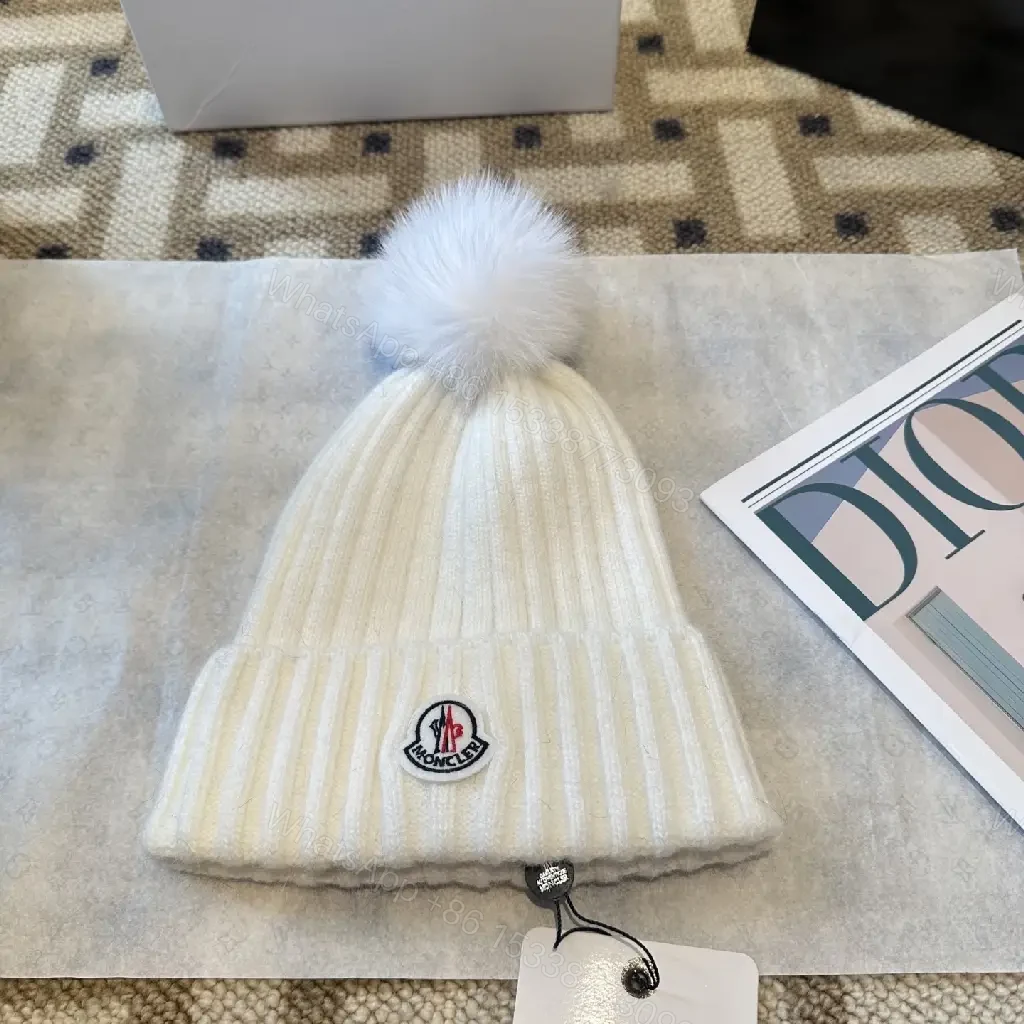 View 9 of Cozy Ivory Knit Beanie with Pom-Pom, Premium Luxe Style