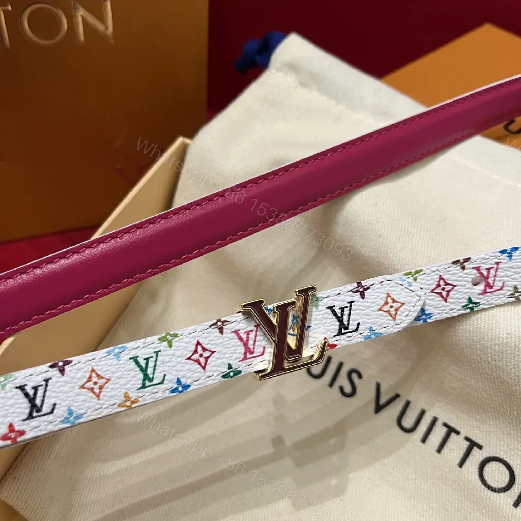 View 2 of Colorful Monogram Belt, Rainbow LV Hardware, Luxe Everyday Belt