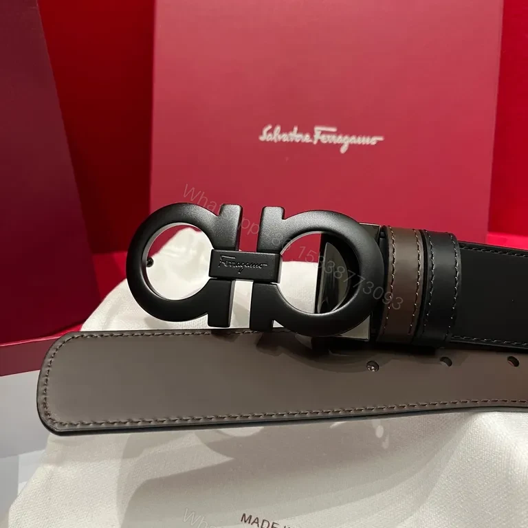 View 2 of Black Leather Belt with Double-G Buckle â€“ Italian Craftsmanship