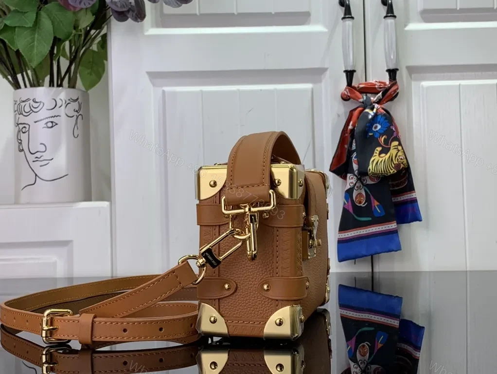 View 6 of Cognac Leather Satchel: Gold-Stud Accent, Structured Style