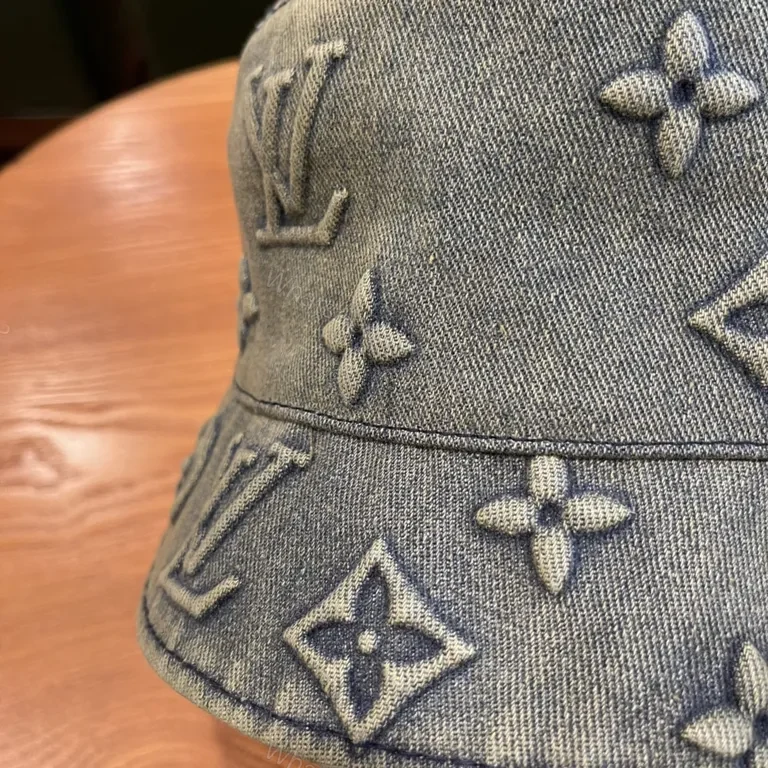 View 4 of Denim LV-Style Monogram Bucket Hat, Premium Streetwear
