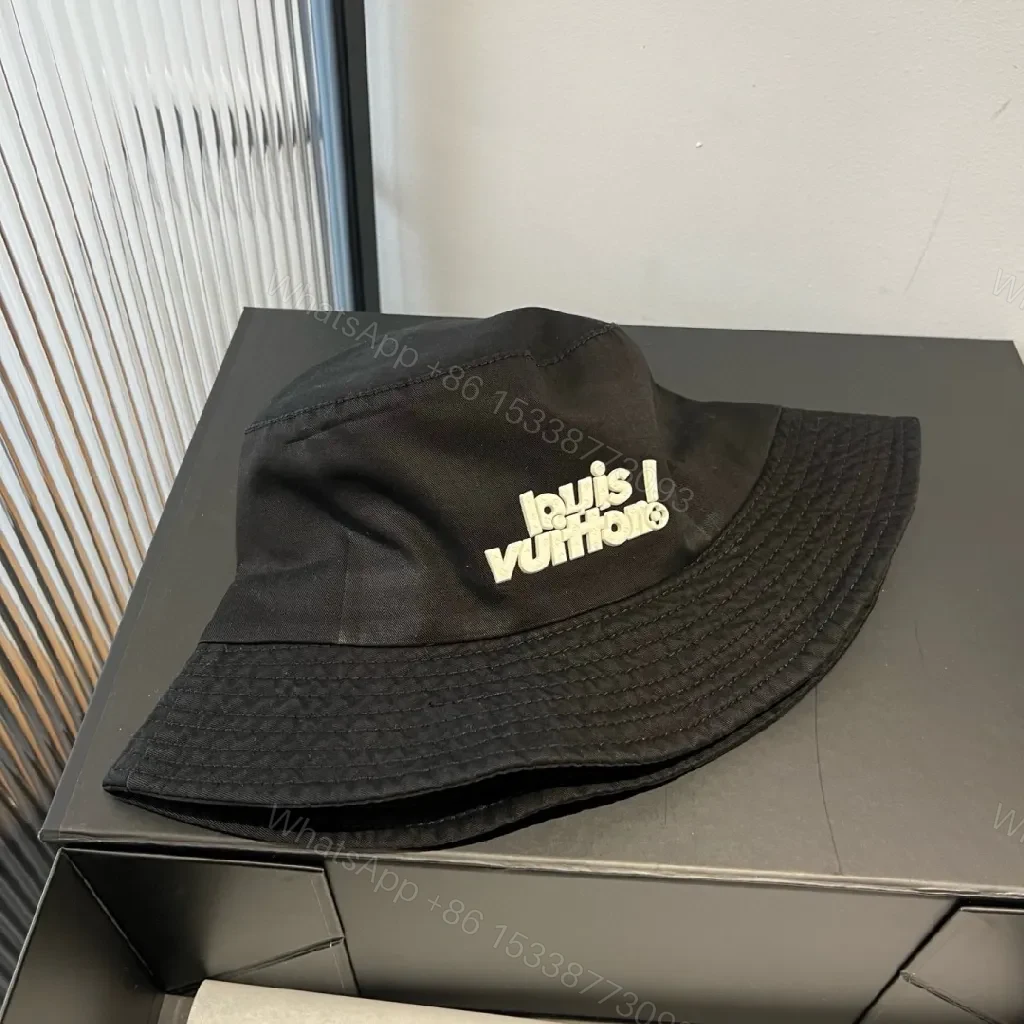 View 7 of Black Nylon Bucket Hat Minimalist Logo Embroidery Hat