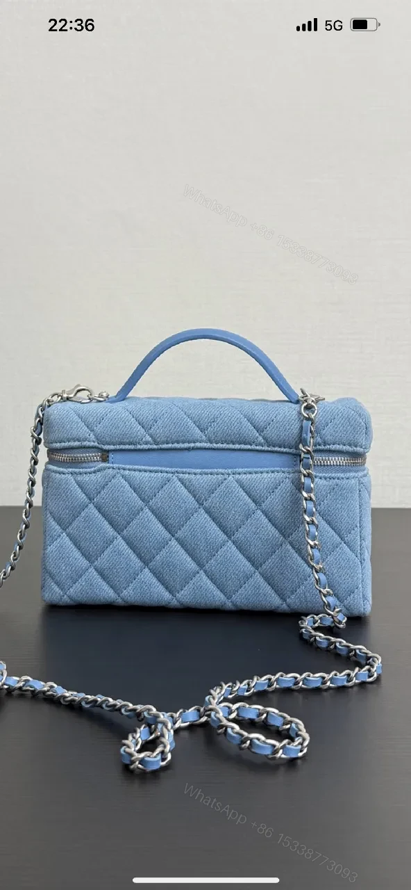 View 8 of Blue Quilted Leather Crossbody: Structured Everyday Luxury