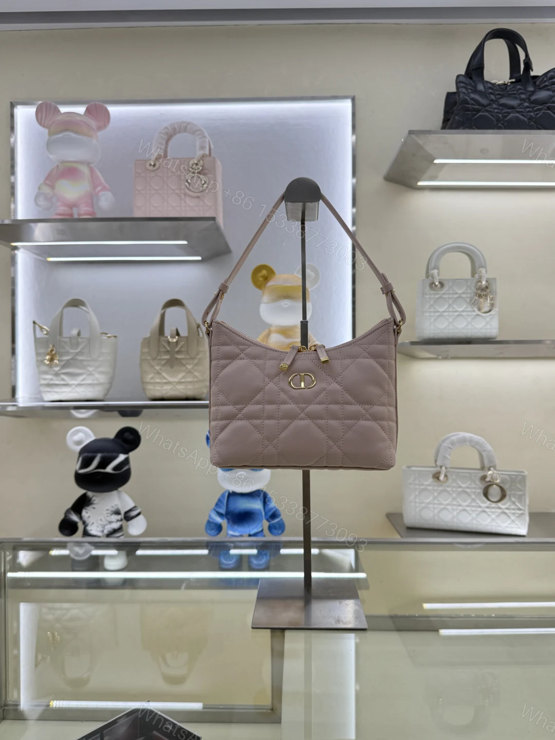 Dior原單女款裸粉色手提包小羊皮菱格輕甜柔美款 — view 1
