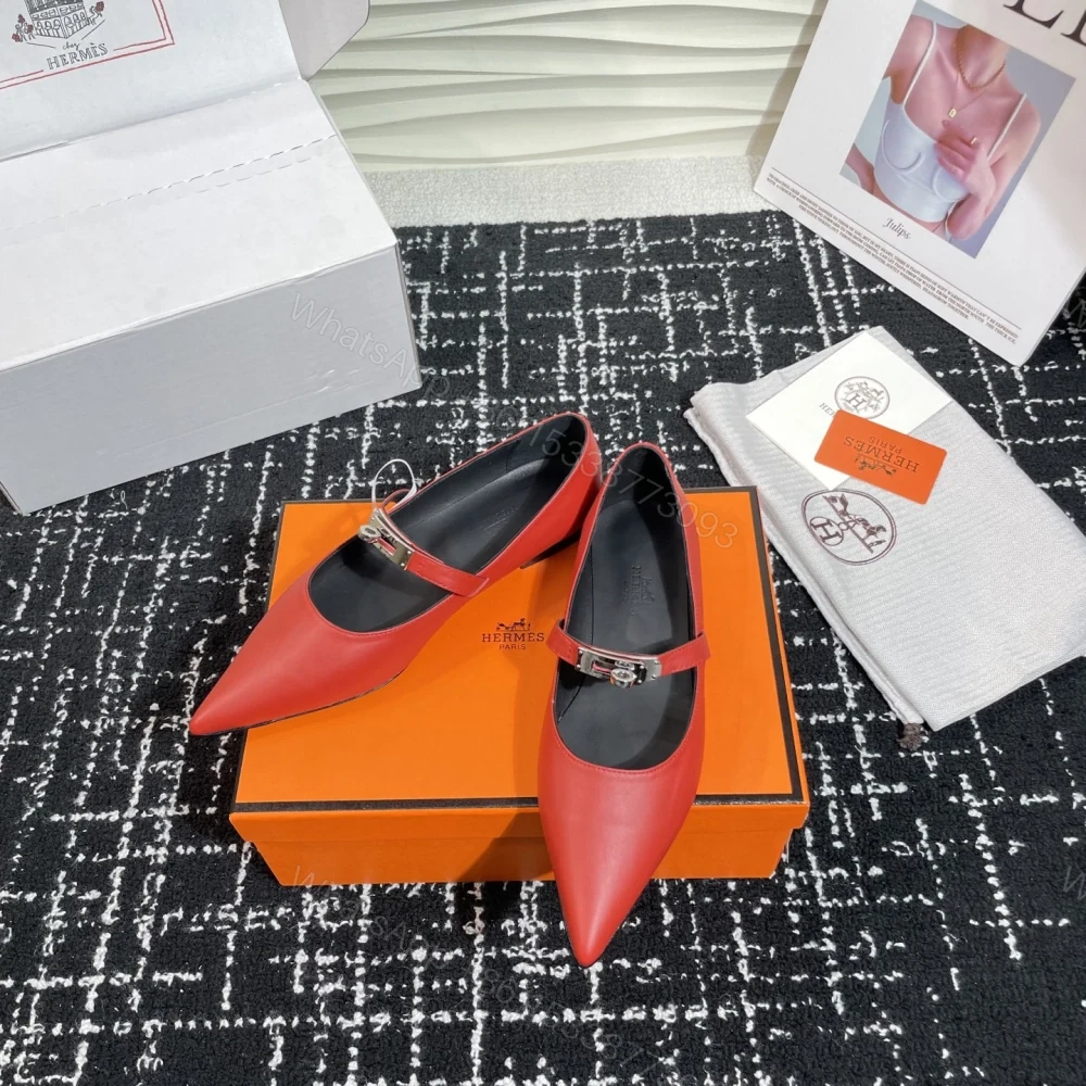 View 4 of 高仿Hermes*Kelly系列H251002Z06小牛皮休閒單鞋紅色免檢版