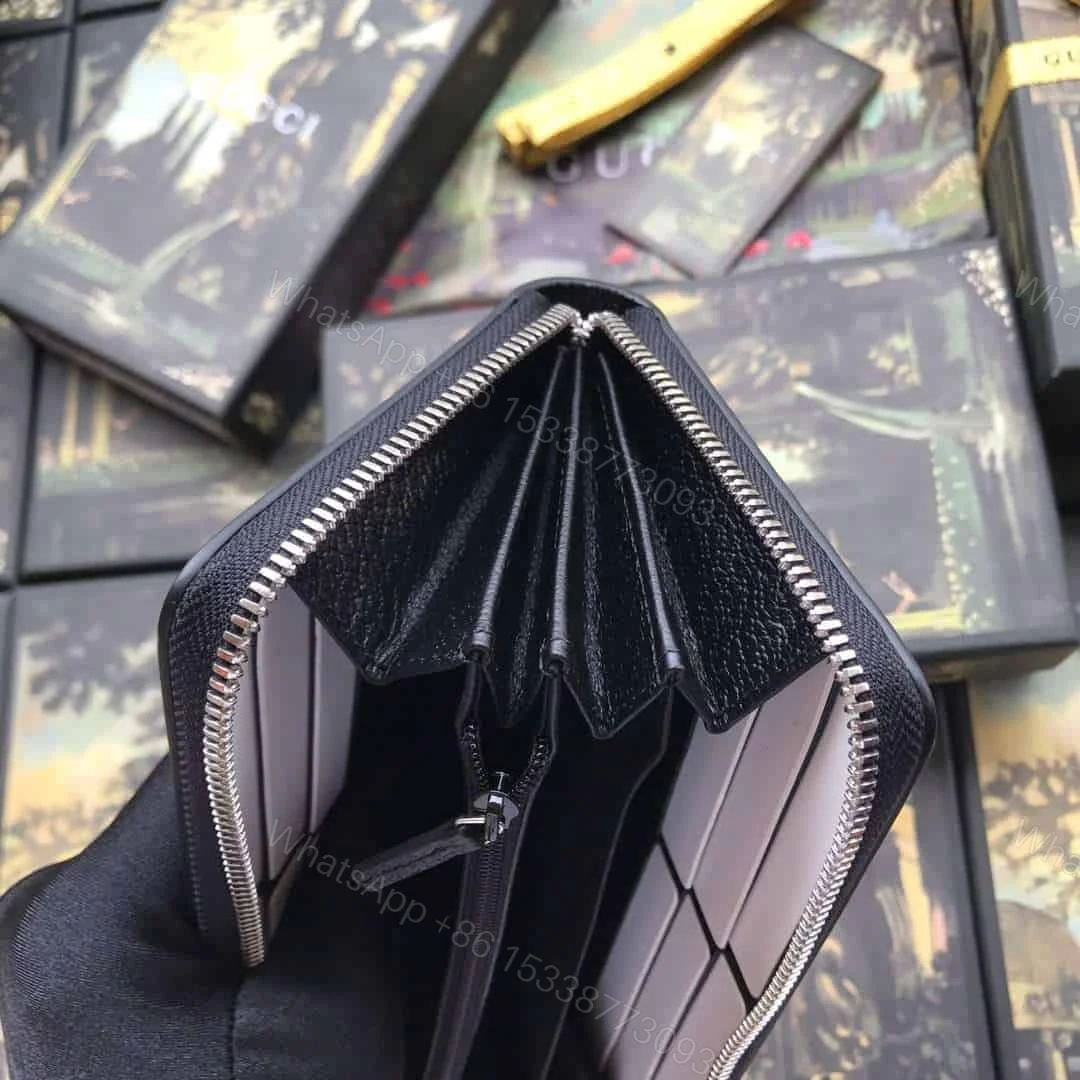 View 4 of GUCCI LEATHER ZIP AROUND WALLET WITH WEB