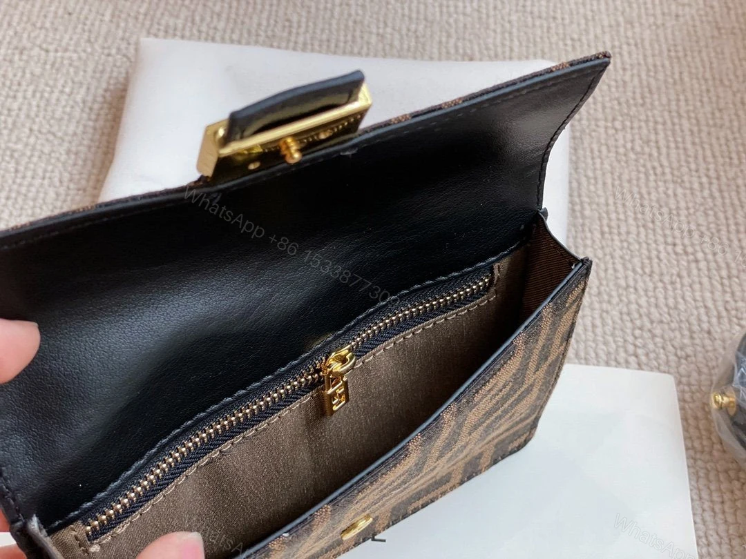 View 6 of Fendi Mini Baguette Brown Fabric Bag