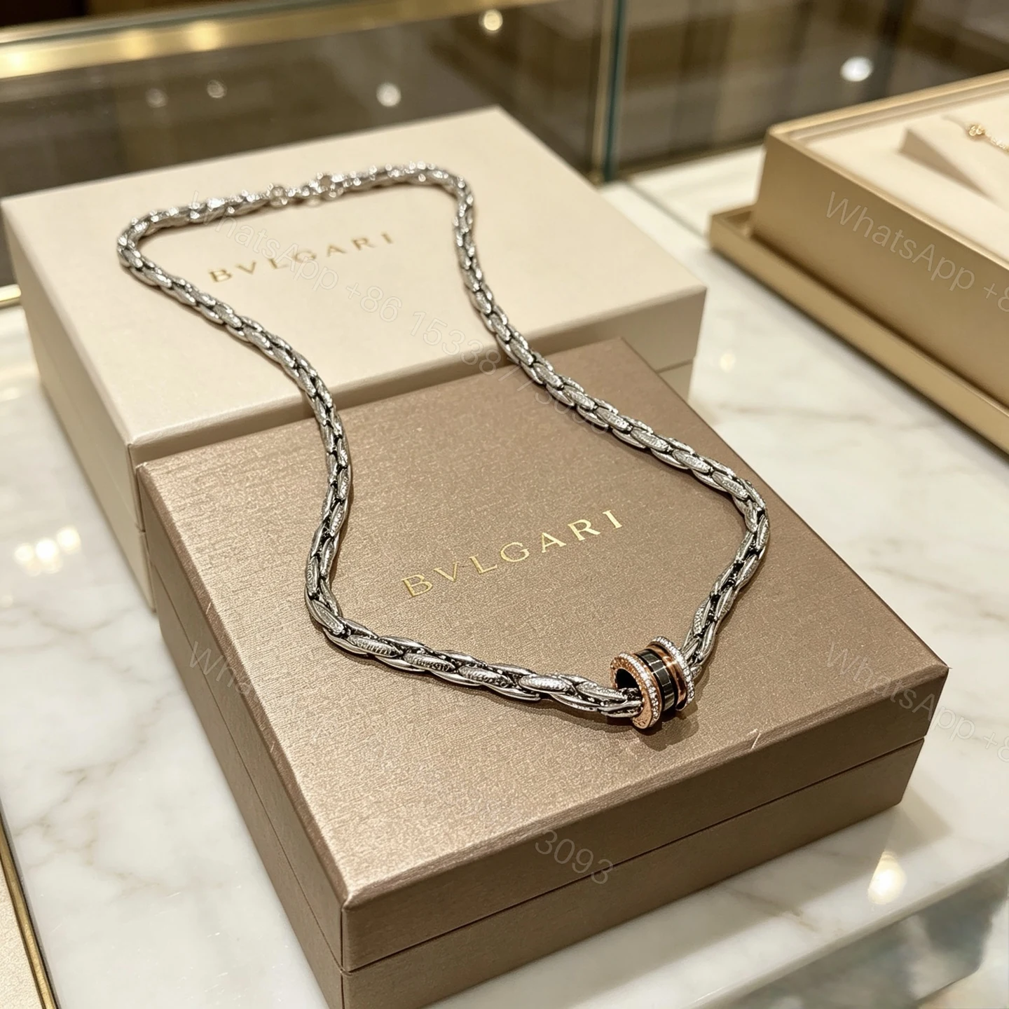 BVLGARI A貨 粗鏈項鍊 戒指吊墜設計 潮流個性款 — view 1