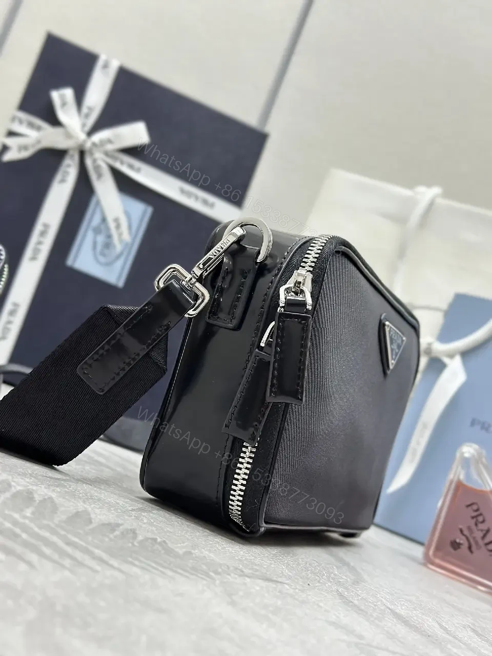 View 4 of Minimalist Black Leather Crossbody System: Modular Luxury Bag