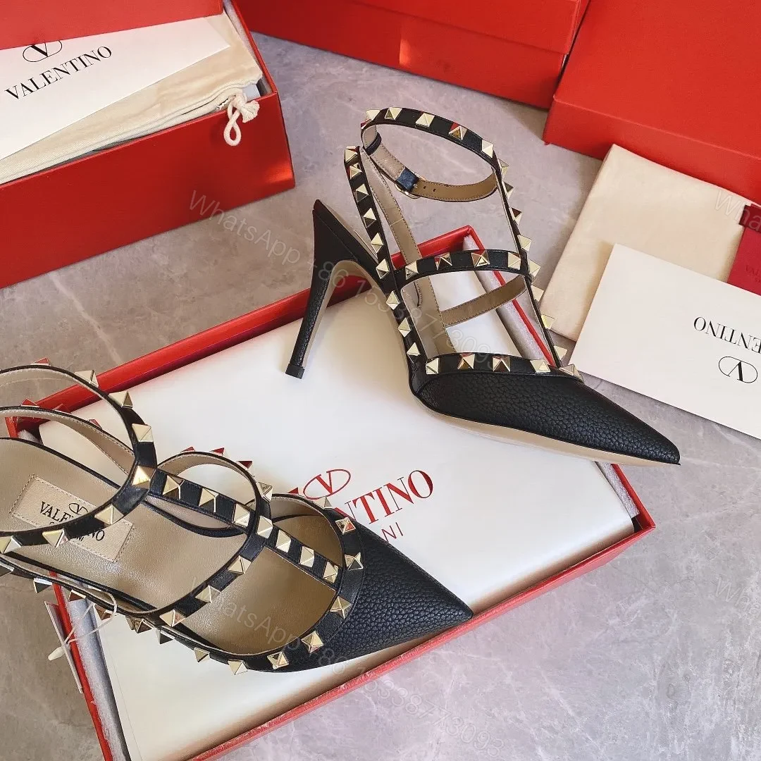 View 2 of Valentino Women Black Leather Studded Pumps