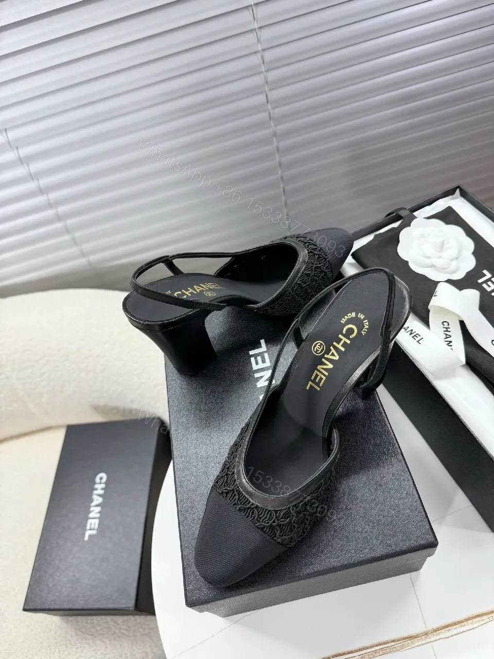View 5 of Textured Knit Slingback Flats with Satin Cap Toe