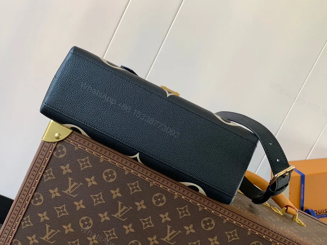View 7 of LV MADELEINE 30 IN BLACK MIX WHITE MONOGRAM CALFSKIN EMBOSSED LOGO