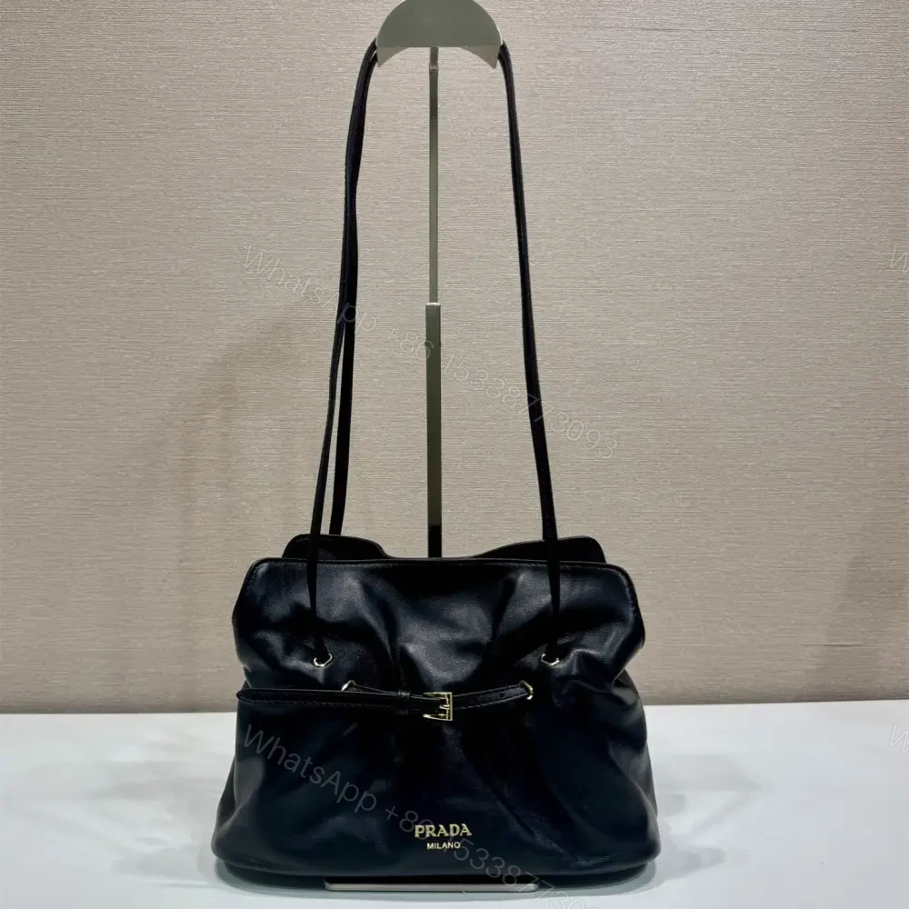 高仿Prada*Dada系列1BG586小羊皮雲朵包黑色小號免檢版 — view 1