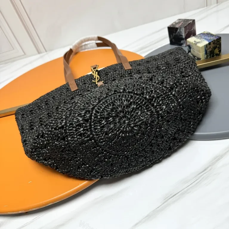 View 9 of Textured Crochet Tote: Luxury YSL-Inspired Hardware Bag