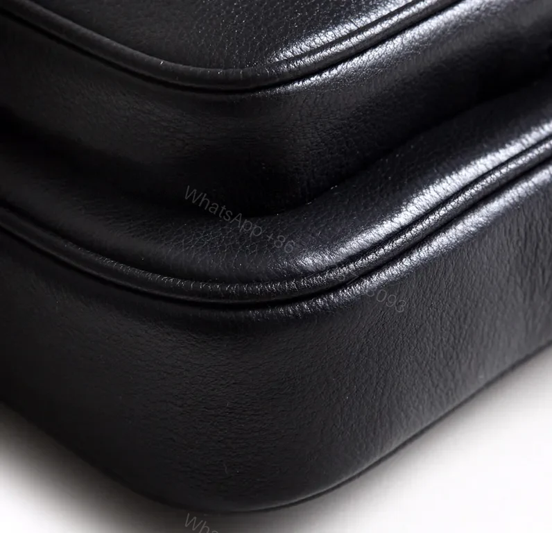 View 5 of Compact Black Leather Crossbody: Bold Logo, Versatile Style