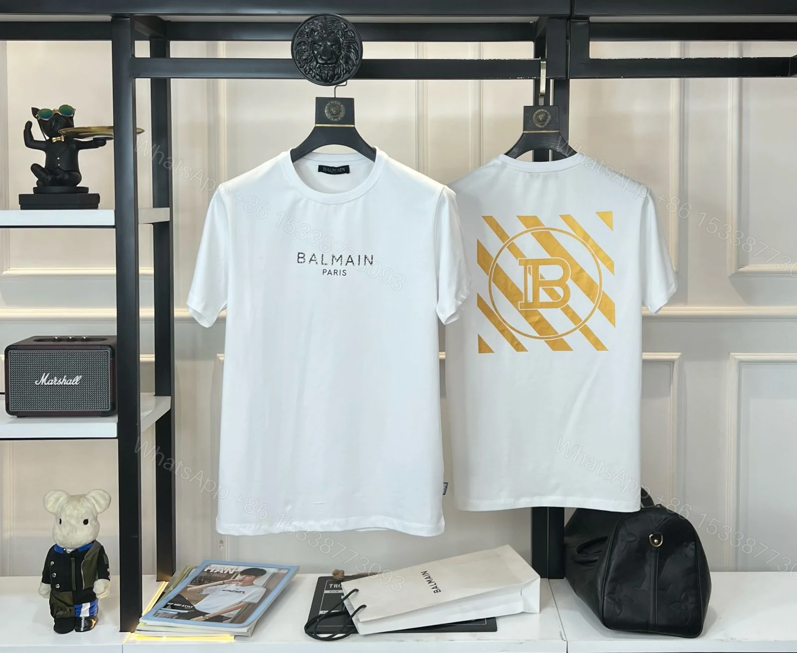 View 10 of FIRST COPY BALMAIN Heavy Gsm Cotton Lycra Round Neck Premium Fit T-Shirt