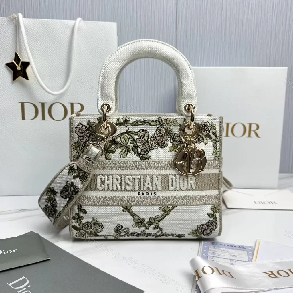 View 5 of Floral Jacquard Tote with Monogram & Gold Hardware Bag