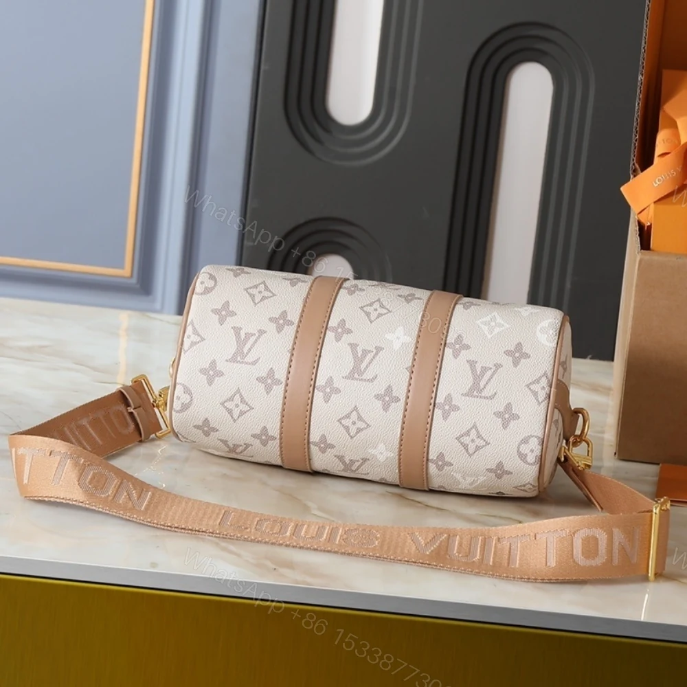 View 6 of Louis Vuitton Keepall Bandoulière 25 Monogram Beige 25Cm